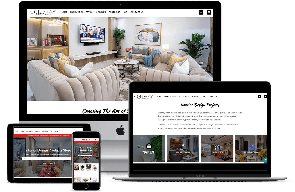 Affordable Website Design Mockup For Goldray Interior Designs_Business + Shop Website